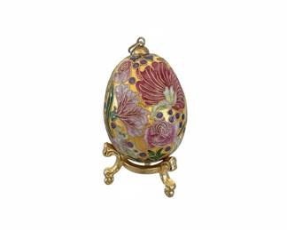 Vintage Cloisonn Enameled Egg Pendant with Stand third image