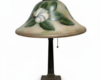 Magnolia Reverse Painted Glass Table Lamp third image