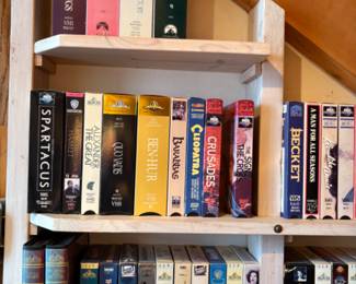 Tons of VHS tapes, lots of classic movies, time to get cozy for a nostalgic movie night