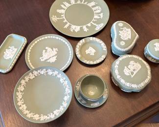 collection of Wedgwood jasperware in green