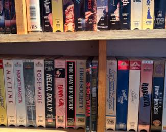 Tons of VHS tapes, lots of classic movies, time to get cozy for a nostalgic movie night
