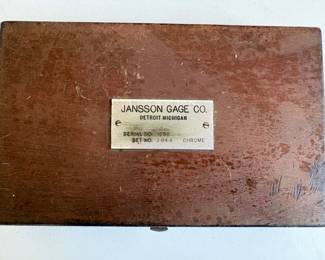 vintage Jansson Gage set of 84 gauges in original wooden box, model no J-84-A