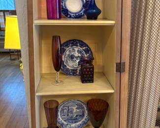 antique and vintage blue and white plates and platters