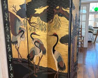 Chinese coromandel screen with cranes
