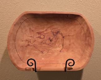 Vintage Etched Native American Dough Bowl