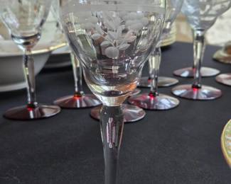 Weston Louie Floral Etched Stem Glasses