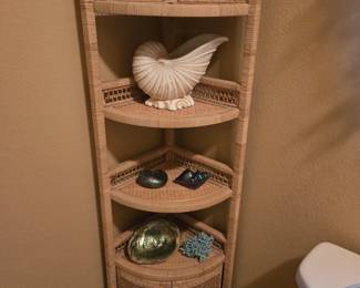 Wicker Rattan Corner Shelf