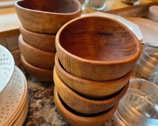 Vintage Teak Wood Bowls (8 Total)