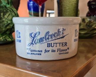 Vintage Lambrecht 1lb Stoneware Butter Crock