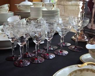 Weston Louie Floral Etched Stem Glasses
