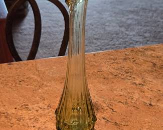Fenton Colonial Green Thumprint Swung Bud Vase