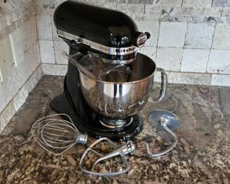 Kitchenaid Artisan Mixer Black With Several Attachments
