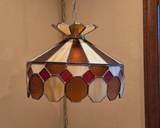 Vintage Slag Stained Glass Hanging Light/Lamp