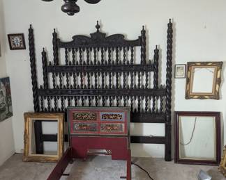 Hand carved headboard, Chinese opium bed