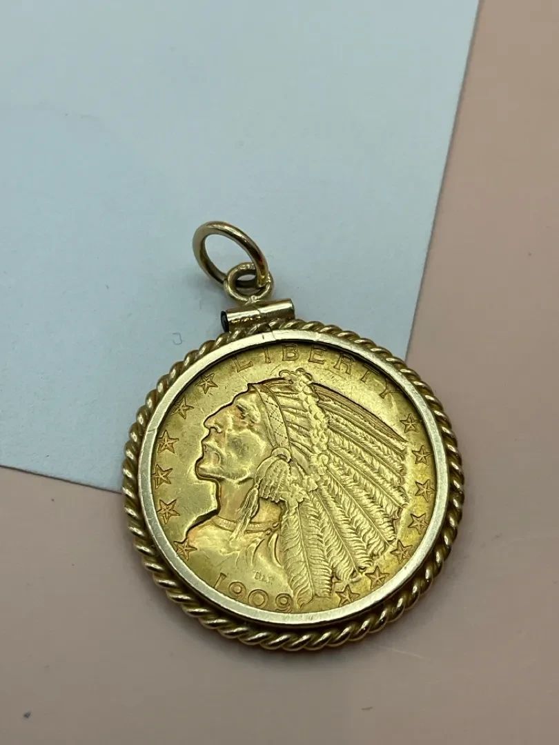  01 1909 $5 Indian Head Gold Pendant 