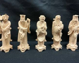 HandCarved Chinese Deities Figurines Set