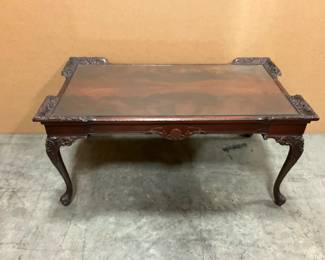 Dark Wood Glass Top Table