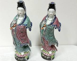 Famille Rose Guanyin Statues
