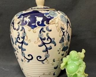 Bryn Lidded Jar And Happy Buddha