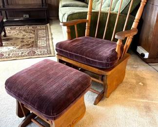 EFF182 Retro Glider Rocking Chair With Gliding Ottoman 