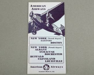 American Airways Timetable. March 10, 1932. Perfect condition. Opened it measures 11 3/4" x 6 1/4".