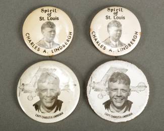 2 Pinbacks & 2 Pocket Mirrors. Pinbacks are 1 3/4". Mirrors are 2". Both mirrors have wear. One is slightly cloudy.