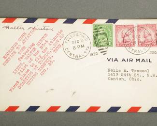 Airmail Cover. Pilot signed, Walter Hinton. Toledo to Canton. December 8, 1930