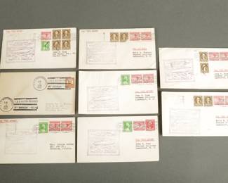 8 Airmail Covers Via USS Akron Air Ship. Seven are dated 1932 and one is 1935. First Day Covers.