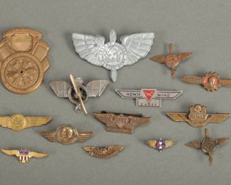 14 Flight Related Pinbacks. Cereal premium, Jr. Pilots, Dick Tracy, Captain Midnight, Sky Patrol and others