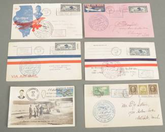 5 Letters & 1 Post Card. Charles Lindbergh Air Mail Special Flight. All are dated August 15, 1927. Post Card was sent twice, once in 1927 and once in 1976.