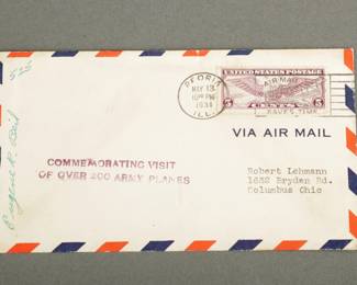 Airmail Cover. Pilot signed, Eugene Beil. May 13, 1931. Peoria to Columbus.