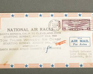 Airmail Cover. National Air Races Woman's Air Derby From Santa Monica to Cleveland. August 23, 1931.