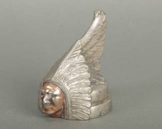 1926-1927 Pontiac Indian Chief Automotive Mascot. 3 1/2" tall and 3 5/8" wide
