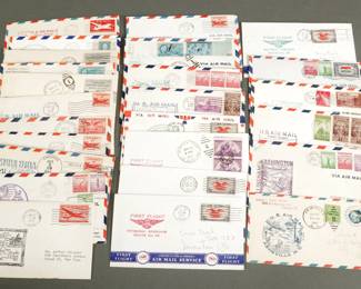 27 First Flight Airmail. These are from the 1940's. Different cities. Historic Cover