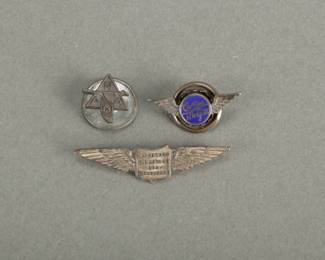 3 Flight Related Pinbacks. One is for Curtis Wright Factory. One is N.A.A. (North American Aviation). One is 1929 National Air Races, Cleveland, OH 1 1/2".