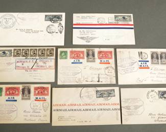 Eight 1927 First Flight Air Mail. Various cities. Historic Cover