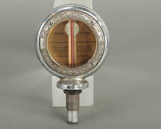 Boyce Moto Meter. 1926-1928 Packard. No base. Has the bi-plane on the window. Thermometer works