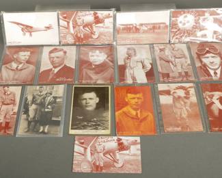 17 Mutoscope or Blank Back Post Cards of Charles Lindbergh. The larger blank back post cards were removed from an album.