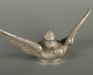 1930's Winged Automotive Mascot. Has acorn finial. Made by Ternstedt, Detroit, MI