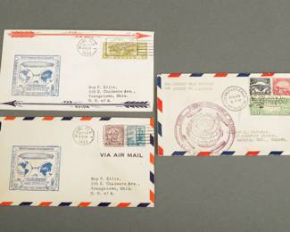 3 Graf Zeppelin Air Mail. Two are 1933, 1st Visit Miami. One is 1929 Round the World, LA to Ontario. Historic Cover