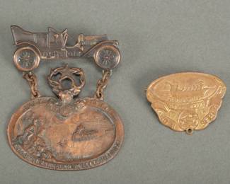 2 Detroit Auto Pins. One is dated August 31 - September 5, 1914. One is dated July, 1910 Grand Lodge Reunion Pin