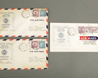 3 Airmail Covers. Dated 8/25/32. 3 different pilot signature. For East Saint Louis Air Derby going to Long Island and Chicago.