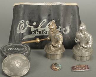 Willy's Knight Items. 2 Automotive mascots with missing lances.