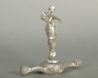 1930's Art Nouveau Deco Woman Automotive Mascot. 8 1/4" tall and 7 1/2" wide