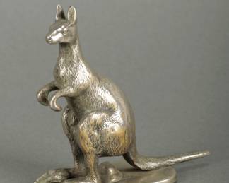Kangaroo Hood Ornament. 4" tall and 3 7/8" long