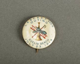 1913 Euclid Beach Fireman Outing Pinback This is from July 23, 1913. 1 1/4". Made by Whitehead and Hoag