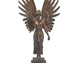 1237
A Continental patinated bronze figure of Victory
Henryk Kossowski (1855-1921), 20th century
Marked in the casting: KOSSOWSKI
38.75" H x 19" W x 8.75" D
Estimate: $1,000 - $2,000