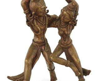 1103
An Indian brass figural group of Shiva and Parvati dancing
19th century or earlier
5.5" H x 4.5" Dia.
Estimate: $400 - $600