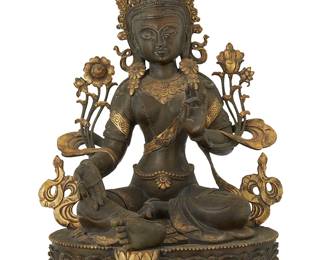 1066
A Tibeto-Chinese parcel gilt bronze figure of Tara
18th/19th century or later
With impressed seal to baseplate
18.75" H x 12.5" W x 10" D
Estimate: $2,000 - $3,000