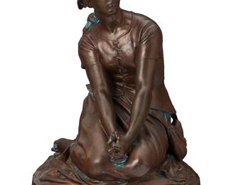 1235
After Henri Chapu
(1833-1891)
"Joan of Arc at Donrémy"
Patinated bronze
Signed in the casting: h. Chapu; foundry mark: F. BARDEDIENNE, Fondeurs; impressed: FRANCE
27" H x 20" W x 20" D
Estimate: $1,000 - $1,500